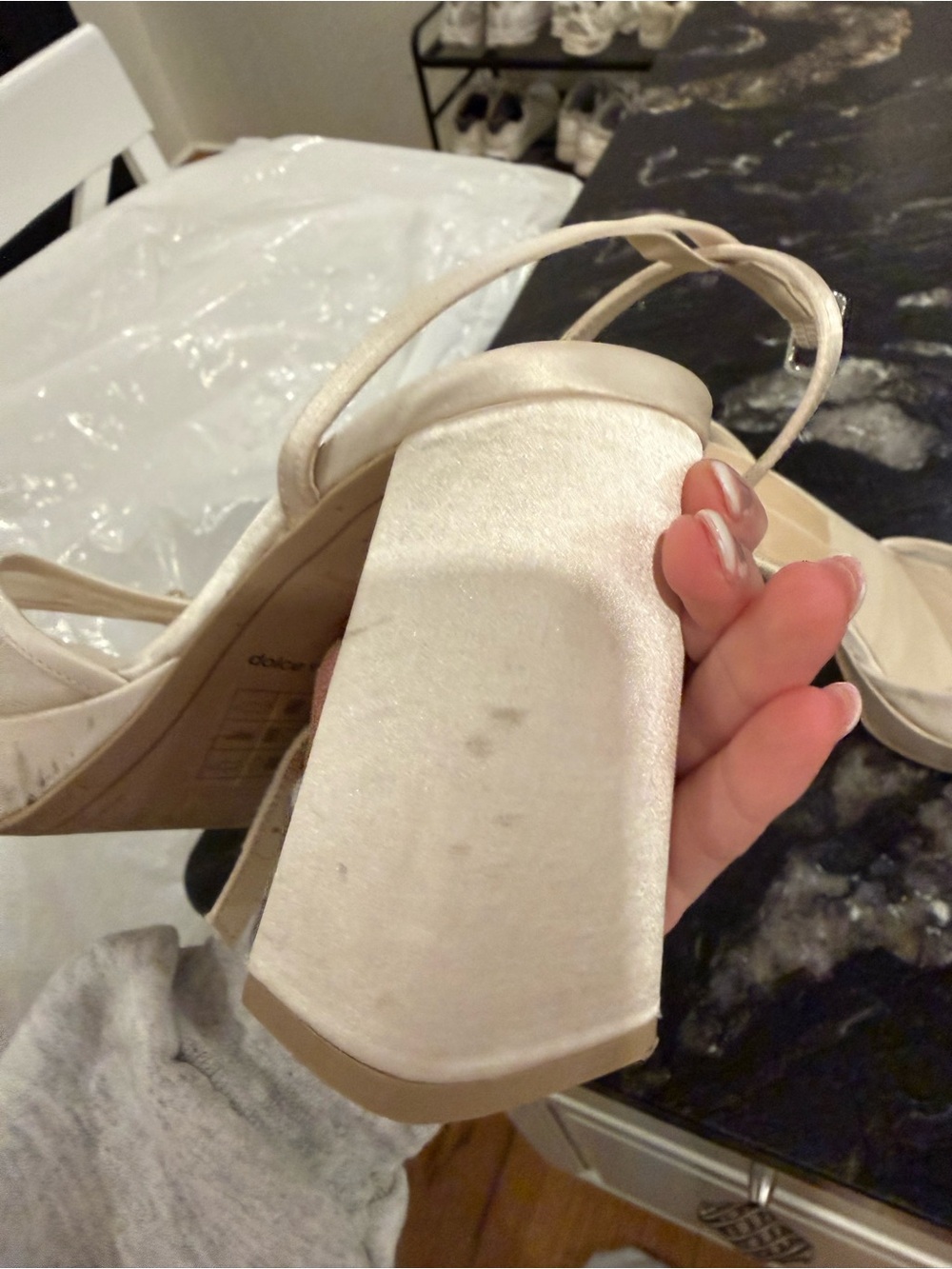 Pandor Cream White Tulle Block Heel Sandals - Picture 5 of 7